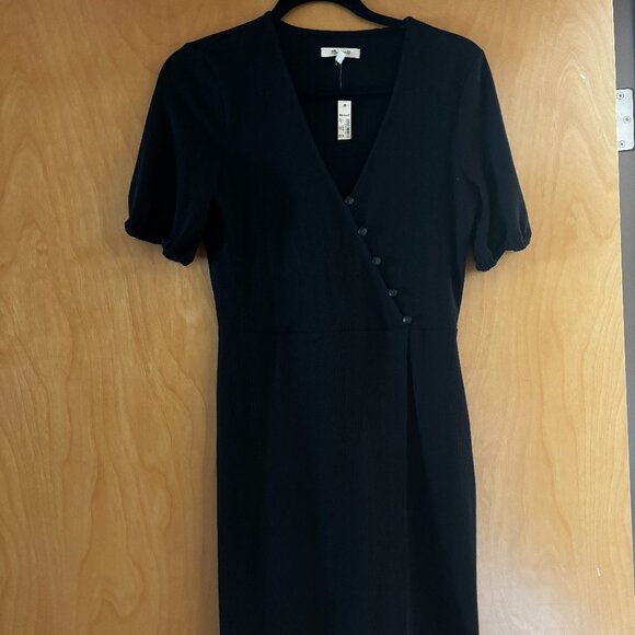 Black Madewell Cross Front Button Mini Dress, Size S, Style #AF247 - Picture 3 of 10
